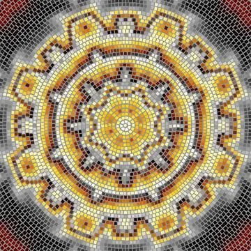 Vector seamless mosaic art pattern. Art background. Mandala image Stock Illustration