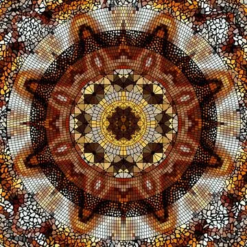 Vector seamless mosaic art pattern. Art background. Mandala image Stock Illustration