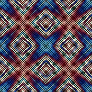Vector seamless mosaic art pattern. Art mosaic background. 库存插图