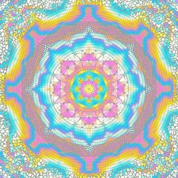 Vector seamless mosaic art pattern. Art background. Mandala image Stock Illustration