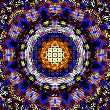 Vector seamless mosaic art pattern. Art background. Mandala image 스톡 일러스트