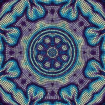 Vector seamless mosaic art pattern. Art background. Mandala image Stock Illustration