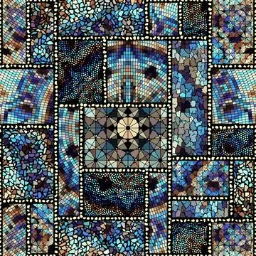 Vector seamless mosaic art pattern. Art background. Stock Illustration