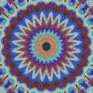 Vector seamless mosaic art pattern. Mandala Art background. Illustrazione stock