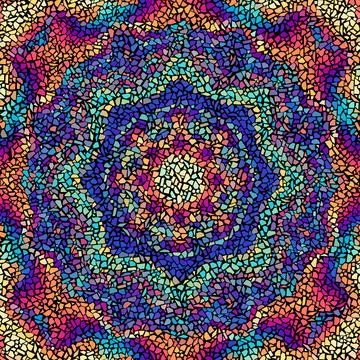 Vector seamless mosaic art pattern. Art background. Mandala image Stock Illustration