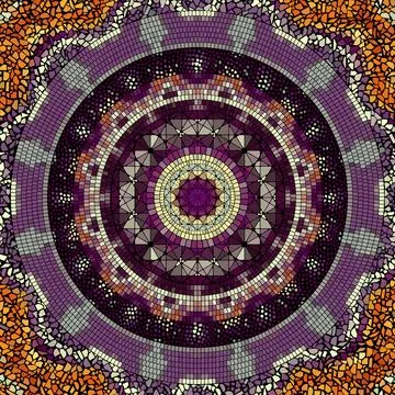 Vector seamless mosaic art pattern. Art background. Mandala image Stock Illustration