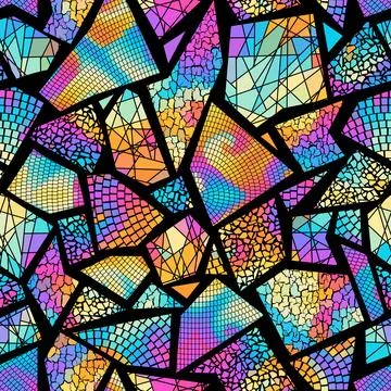 Vector seamless mosaic art pattern. Art mosaic background. 스톡 일러스트
