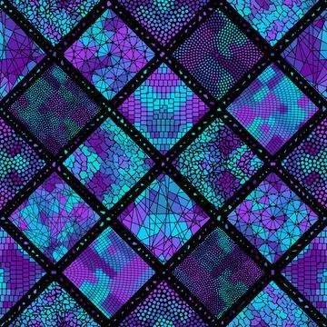 Vector seamless mosaic art pattern. Art mosaic background. 스톡 일러스트