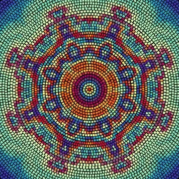 Vector seamless mosaic art pattern. Art background. Mandala image Stock Illustration