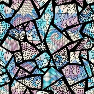 Vector seamless mosaic art pattern. Art background. Stock Illustration