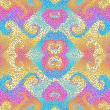 Vector seamless mosaic art pattern. Art mosaic background. 库存插图