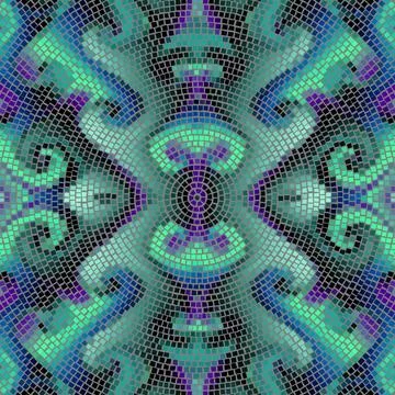 Vector seamless mosaic art pattern. Art background. Stock Illustration