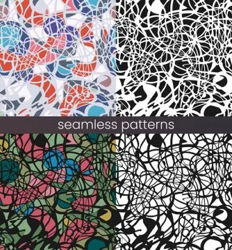 Vector seamless mosaic pattern set. Broken glass. Abstract mosaic pattern Stock Illustration