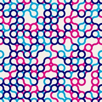 Vector Seamless Multicolor Circles Grid Pattern Stock Illustration
