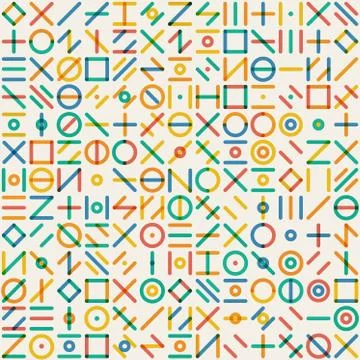 Vector Seamless Multicolor Geometric Line Random Shapes Grid Pattern Stock Illustration