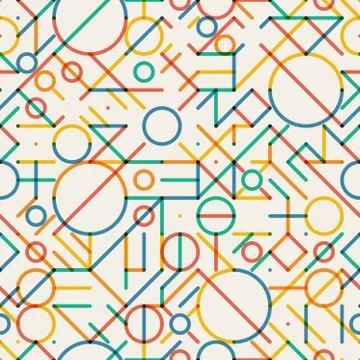 Vector Seamless Multicolor Geometric Lines Irregular Pattern Stock Illustration
