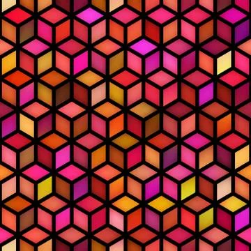 Vector Seamless Multicolor Gradient Cube Shape Rhombus Grid Geometric Pattern Illustrazione stock