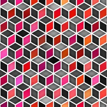 Vector Seamless Multicolor Gradient Cube Shape Rhombus Grid Geometric Pattern Illustrazione stock