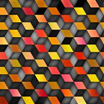 Vector Seamless Multicolor Gradient Cube Shape Rhombus Grid Geometric Pattern Illustrazione stock