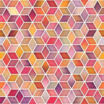 Vector Seamless Multicolor Gradient Cube Shape Rhombus Grid Geometric Pattern Illustrazione stock