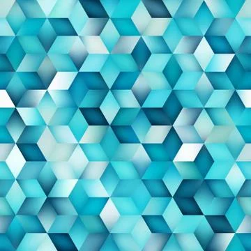 Vector Seamless Multicolor Gradient Cube Shape Rhombus Grid Geometric Pattern Stock Illustration