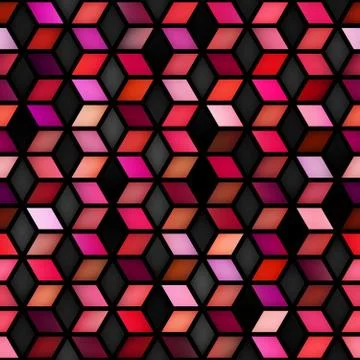 Vector Seamless Multicolor Gradient Cube Shape Rhombus Grid Geometric Pattern Illustrazione stock