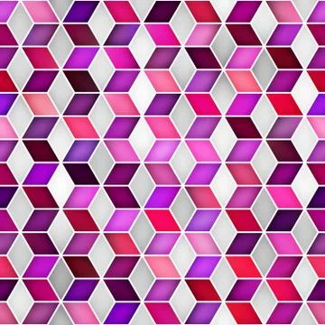 Vector Seamless Multicolor Gradient Cube Shape Rhombus Grid Geometric Pattern Illustrazione stock