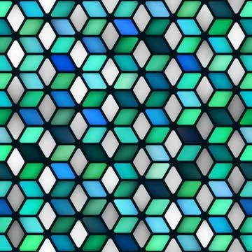 Vector Seamless Multicolor Gradient Cube Shape Rhombus Grid Geometric Pattern Illustrazione stock