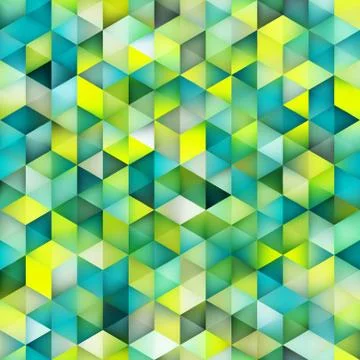 Vector Seamless Multicolor Gradient Triangle Shape Grid Geometric Pattern Stock Illustration