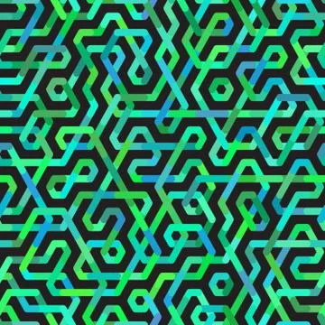 Vector Seamless Multicolor Irregular Lines Pattern 库存插图
