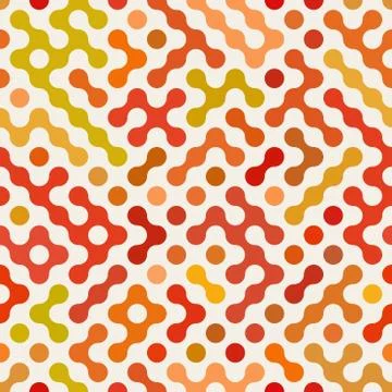 Vector Seamless Multicolor Red Orange Rounded Circular Shape Irregular Pattern Stock Illustration