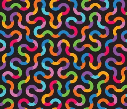 Vector Seamless Multicolor Tangled Rounded Stripes Geometric Pattern Illustrazione stock