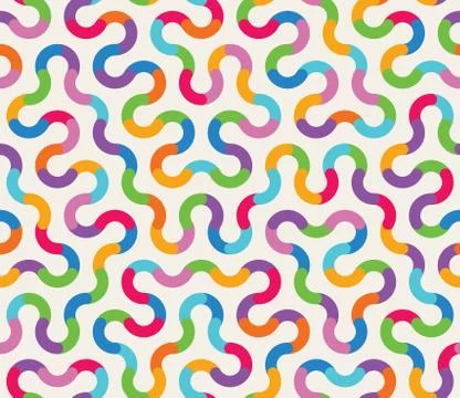 Vector Seamless Multicolor Tangled Rounded Stripes Geometric Pattern Illustrazione stock
