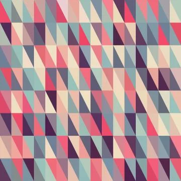 Vector Seamless Multicolor Triangle Grid in Shades of Pink Blue and Purple Stock Illustration