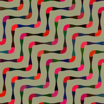 Vector Seamless Multicolor Wavy Rounded Diagonal Rope Lines Pattern 스톡 일러스트