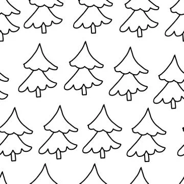 Vector Seamless New Year Pattern with Christmas trees.Festive and Christmas Stock Illustration