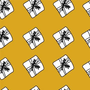 Vector Seamless New Year pattern with gifts.Festive and Christmas Stockillustratie