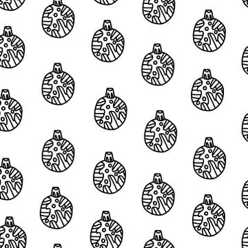 Vector Seamless New Year's pattern with Christmas tree decorations. Stock Illustration