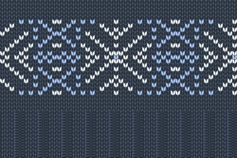 Vector seamless Nordic Knitting Pattern in blue colors. Christmas and Winter Stock Illustration