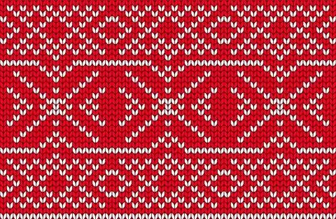 Vector seamless Nordic Knitting Pattern, red colors Stock Illustration