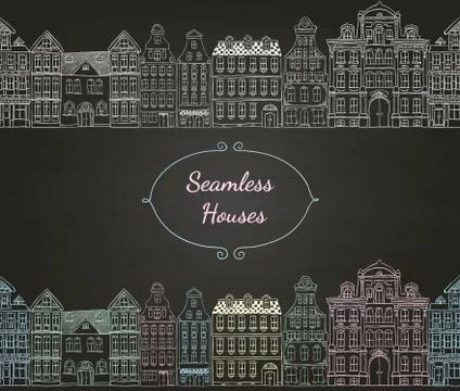 Vector Seamless Old Styled Houses Stock Illustration