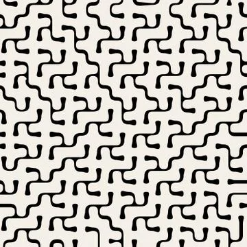 Vector Seamless Organic Maze Rounded Line Pattern Stock Illustration