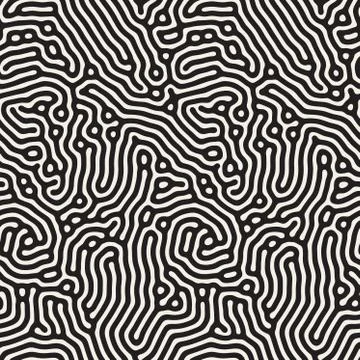 Vector Seamless Organic Rounded Jumble Lines Maze Pattern Stock Illustration