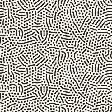 Vector Seamless Organic Rounded Jumble Lines Retro Pattern Stock Illustration