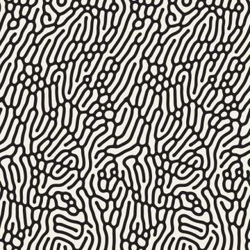 Vector Seamless  Organic Rounded Line Maze Coral Pattern Stock Illustration