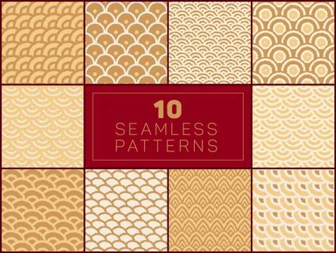 Vector Seamless Oriental Circular Patterns Illustrazione stock