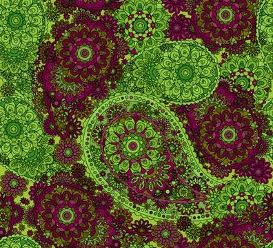 Vector Seamless Oriental Pattern. Colorful Paisley Stock Illustration