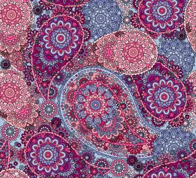 Vector Seamless Oriental Pattern. Colorful Paisley Stock Illustration
