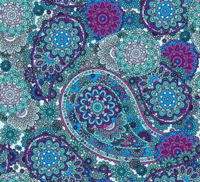 Vector Seamless Oriental Pattern. Colorful Paisley Stock Illustration