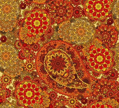 Vector Seamless Oriental Pattern. Colorful Paisley イラスト素材